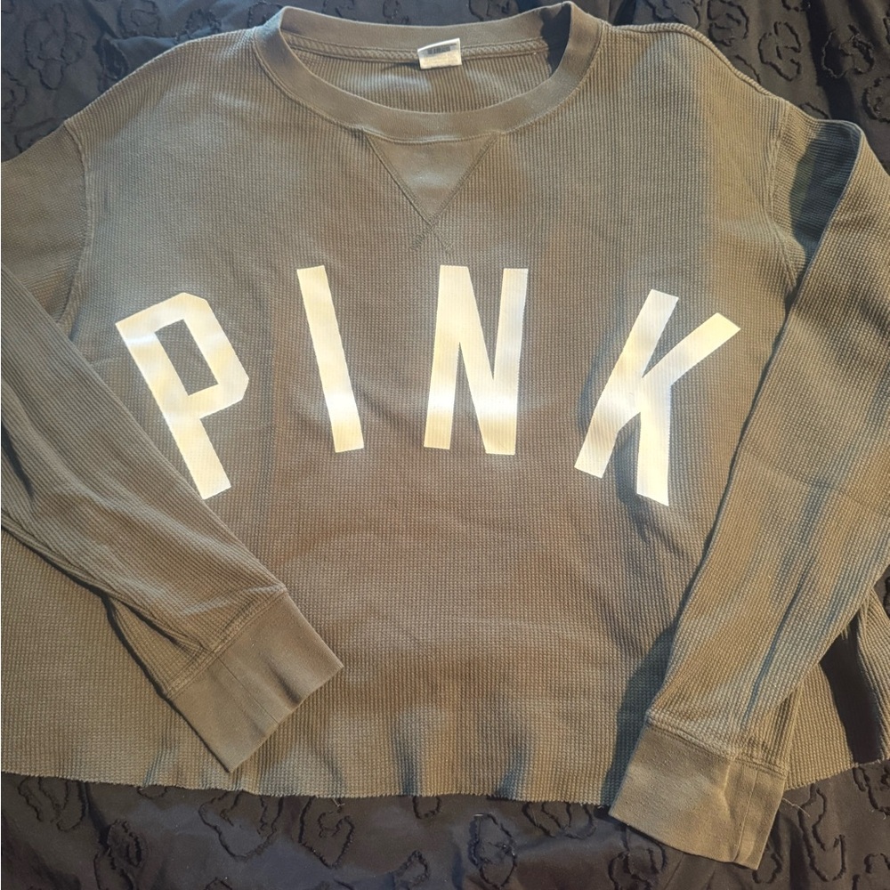 PINK Victoria's Secret Olive Crew Neck Sweater